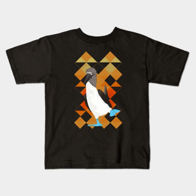 Booby Bird Orange Geometric Kids T-Shirt by Suneldesigns